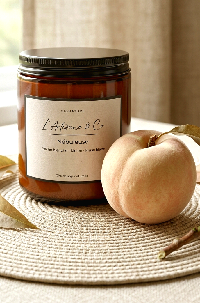 BOUGIE NÉBULEUSE | Pêche blanche, Melon & Musc blanc